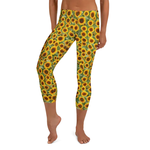 Sunflower Rush on a Capri Leggings