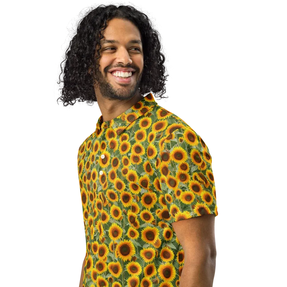 Sunflower Rush on Men's Slim Fit Polo Shirt — Left Front