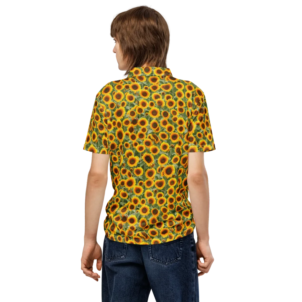 Sunflower Rush on Men's Slim Fit Polo Shirt — Back