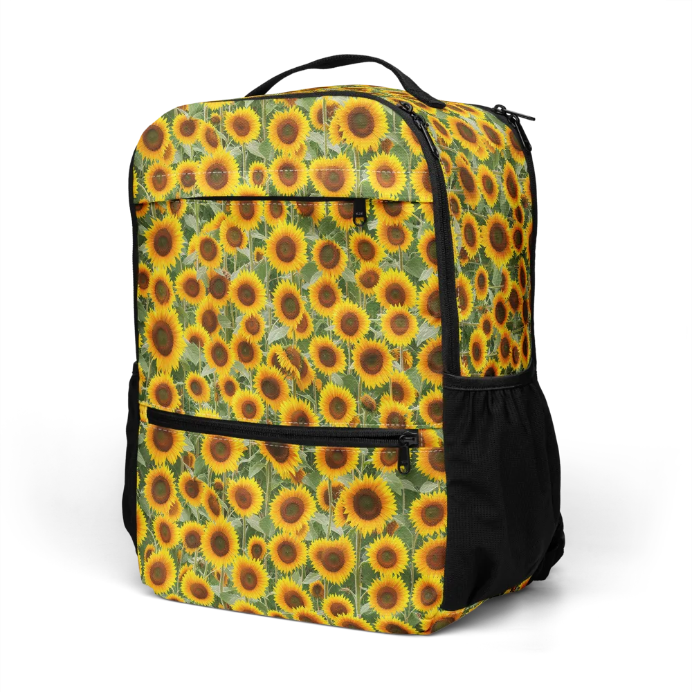 Sunflower Rush on Utility Backpack — Left Front