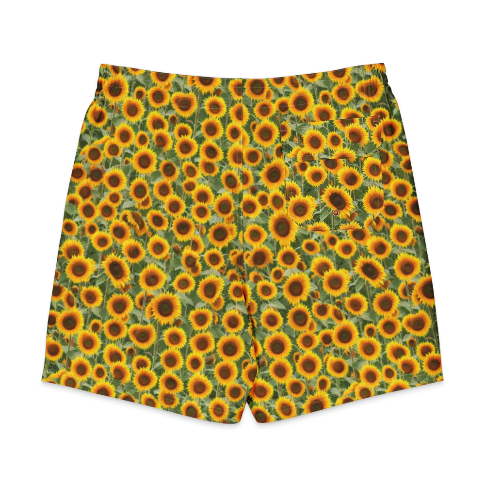 Sunflower Rush on Men's Board Shorts — Back
