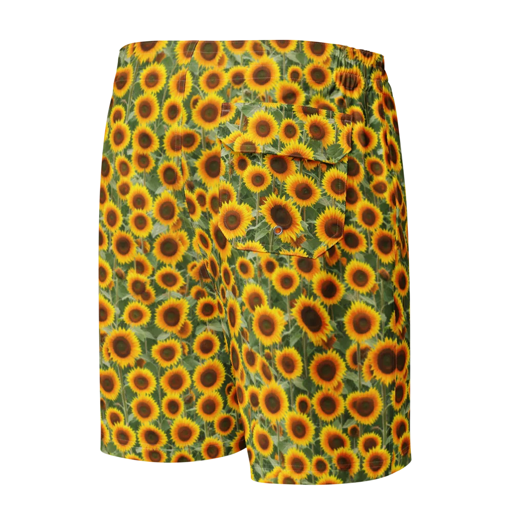 Sunflower Rush on Men's Board Shorts — Back