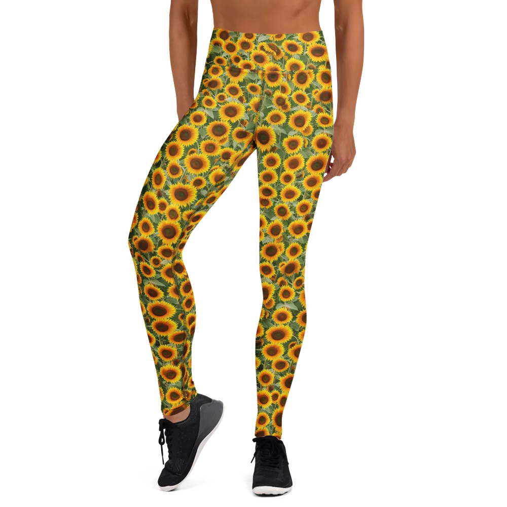 Sunflower Rush on Yoga Leggings — Front