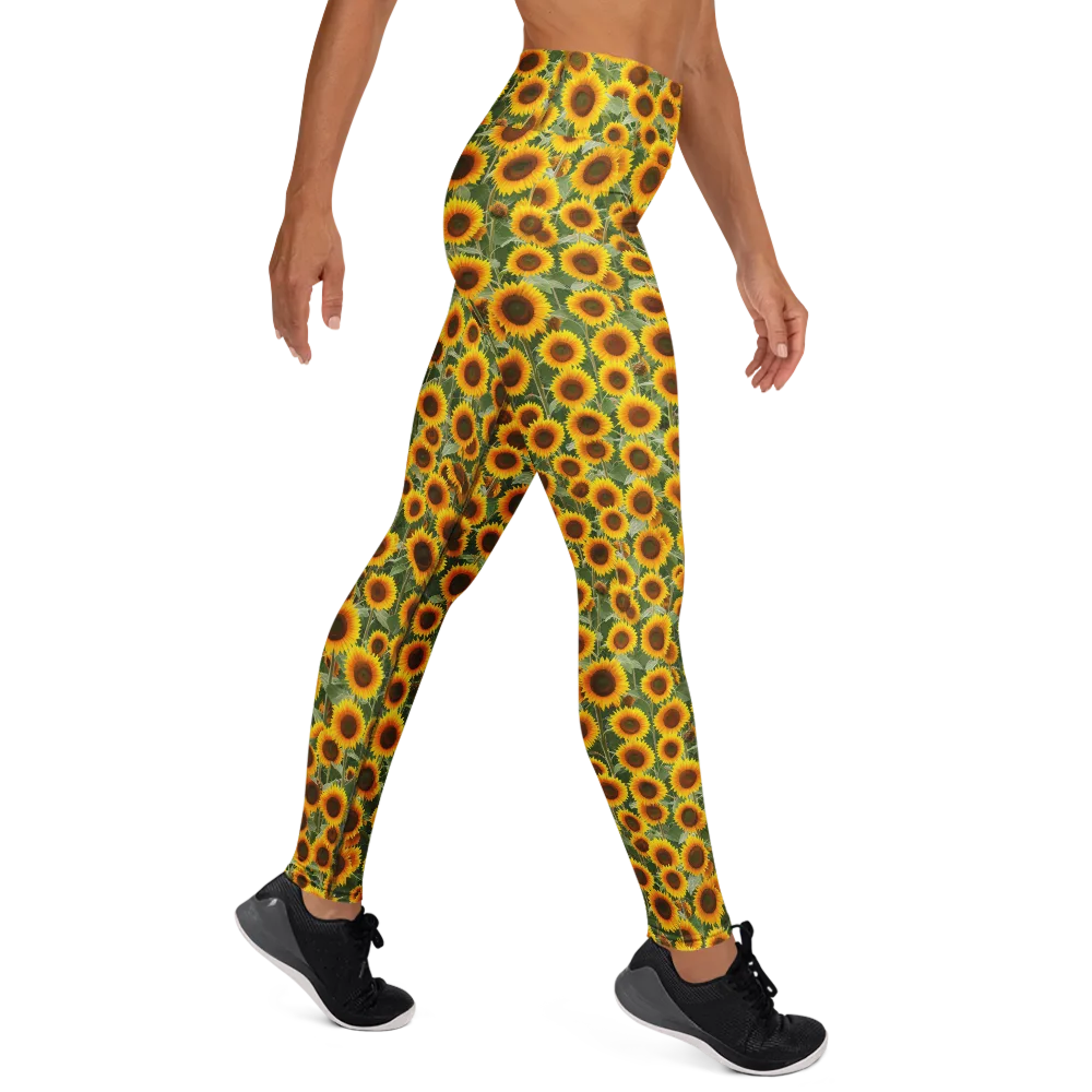 Sunflower Rush on Yoga Leggings — Right