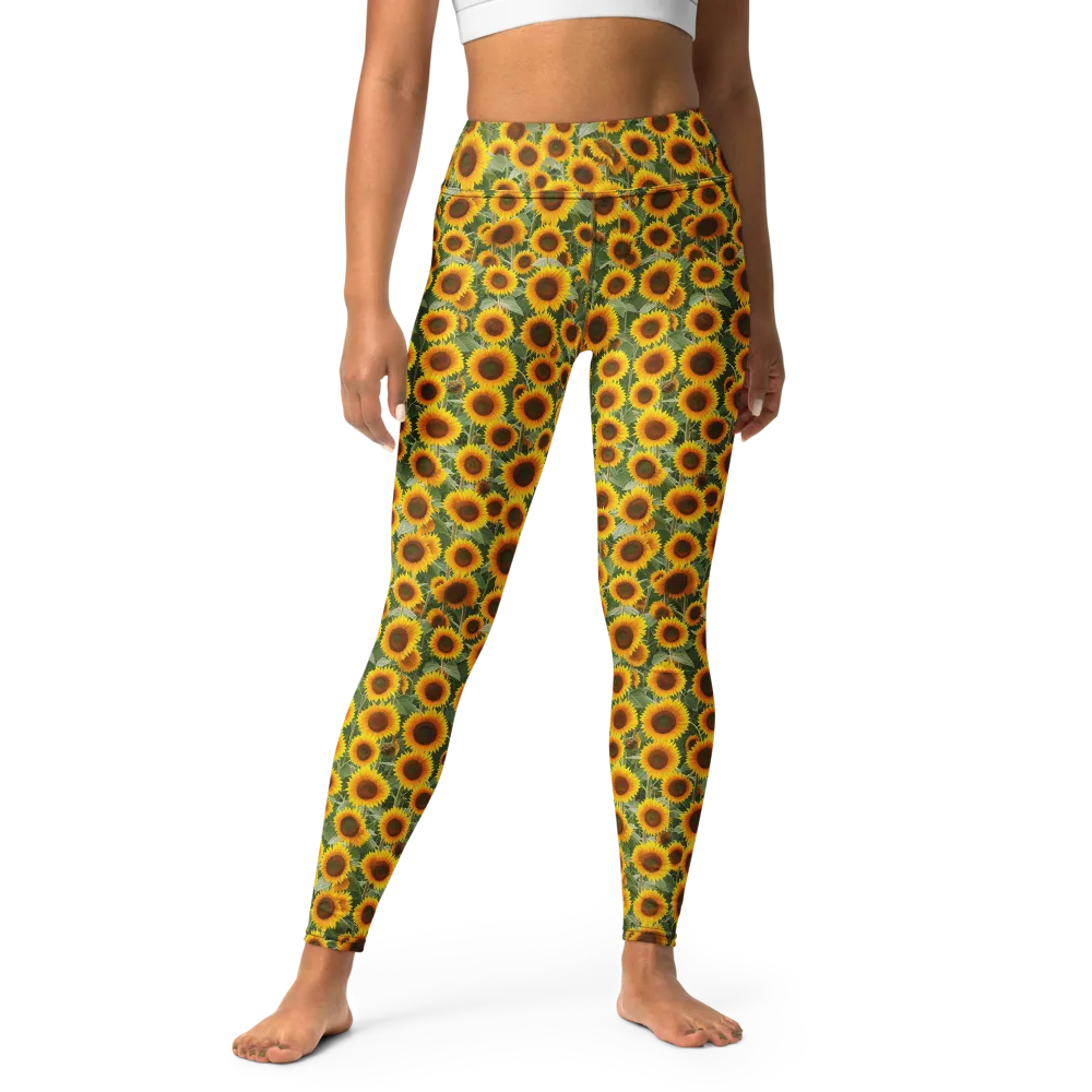 Sunflower Rush on Yoga Leggings — Front