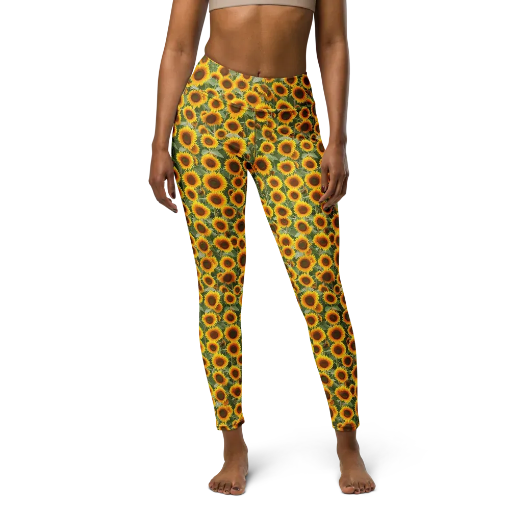 Sunflower Rush on Yoga Leggings — Front
