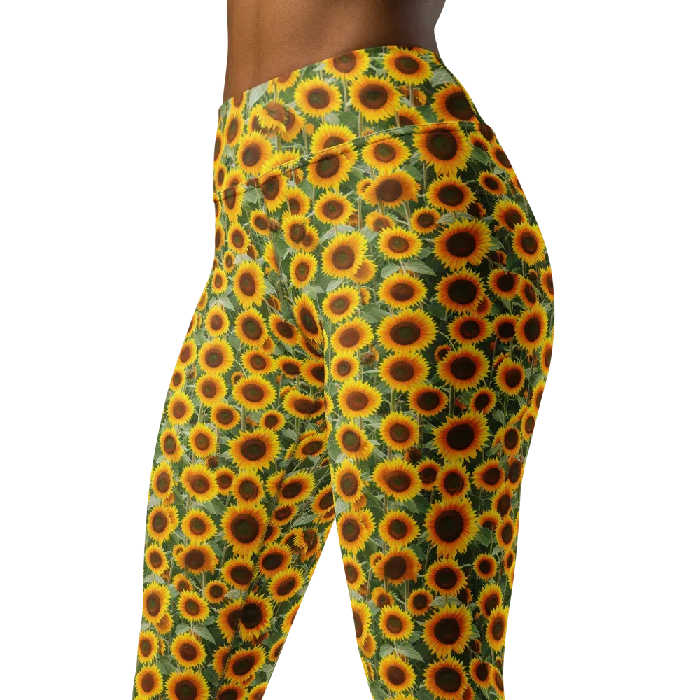 Sunflower Rush on Yoga Leggings — Left Front