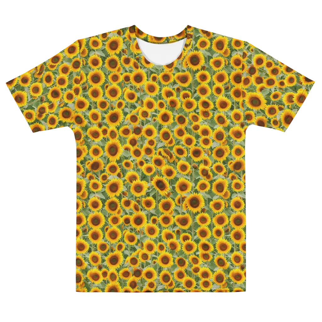 Sunflower Rush on Men's Cotton Crew Neck T-Shirt — Front