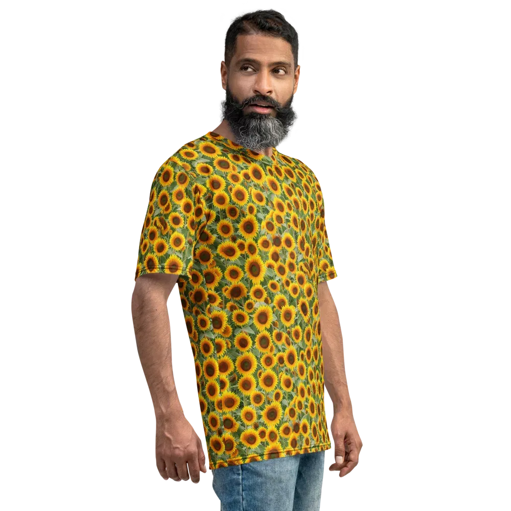 Sunflower Rush on Men's Crew Neck T-Shirt — Right