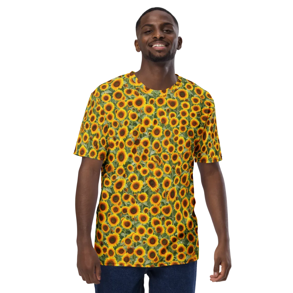 Sunflower Rush on Men's Crew Neck T-Shirt — Front