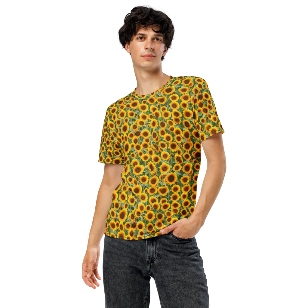 Sunflower Rush on Men's Crew Neck T-Shirt — Front