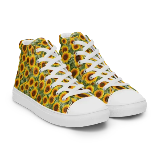 Sunflower Rush on a Men's High Top Canvas Shoes