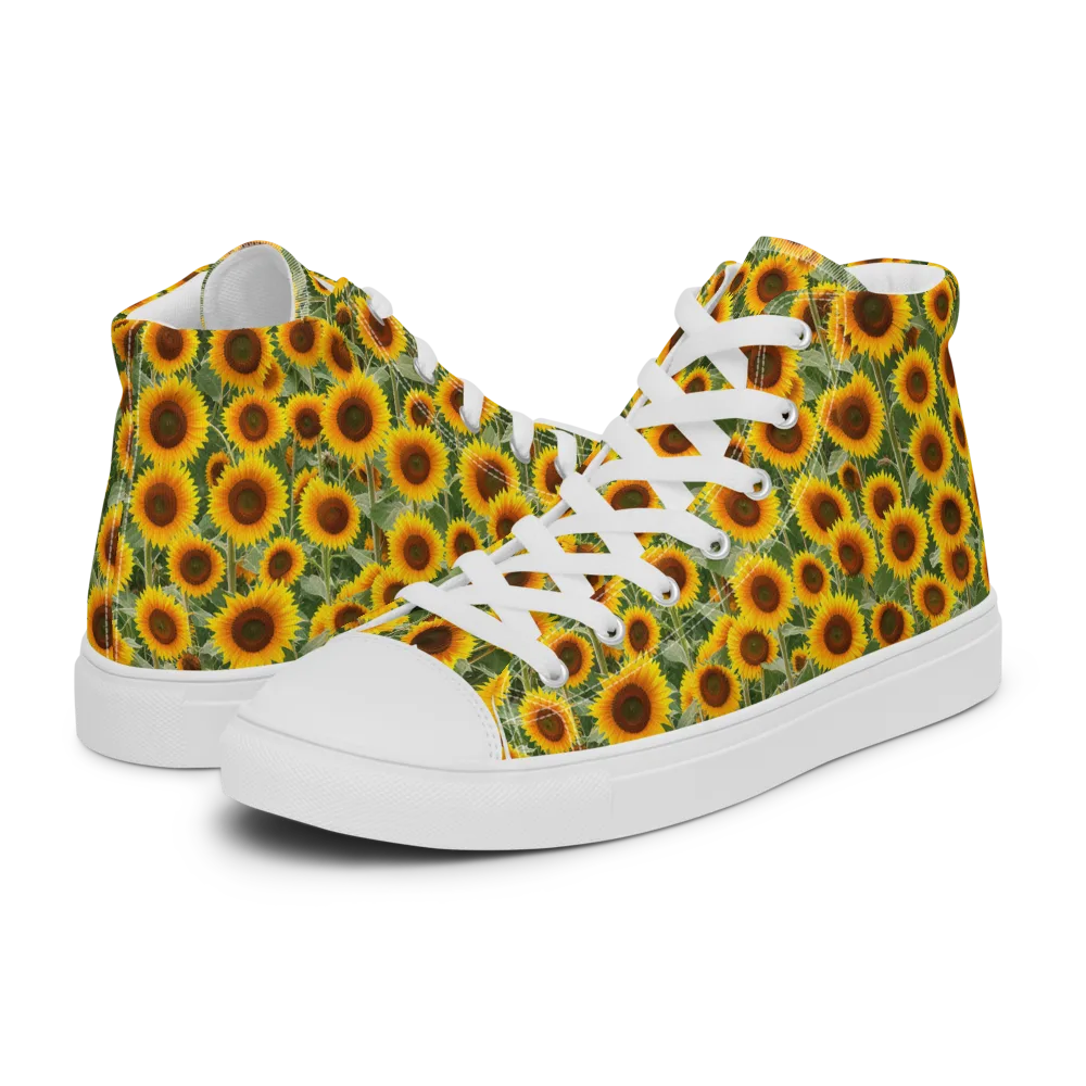 Sunflower Rush on Men's High Top Canvas Shoes — Left
