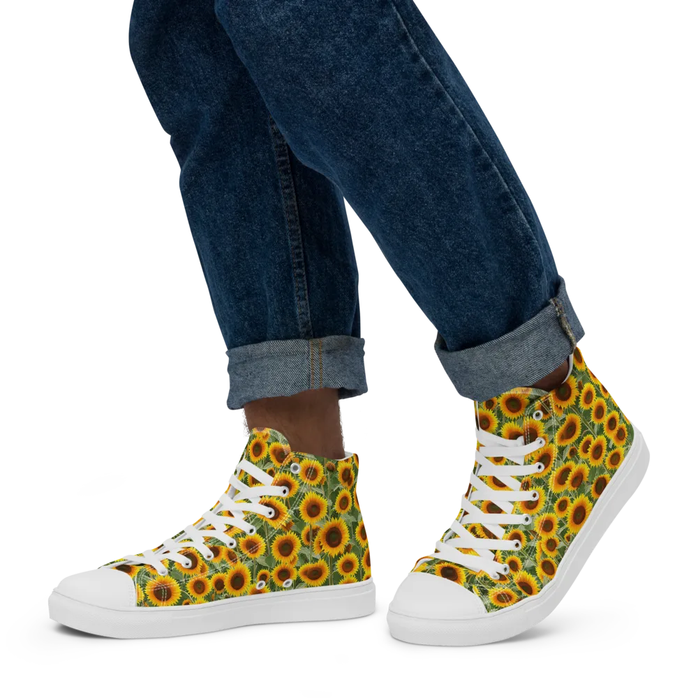Sunflower Rush on Men's High Top Canvas Shoes — Left