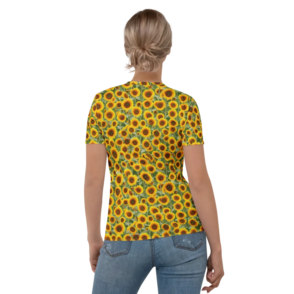 Sunflower Rush on Women's Crew Neck T-Shirt — Back