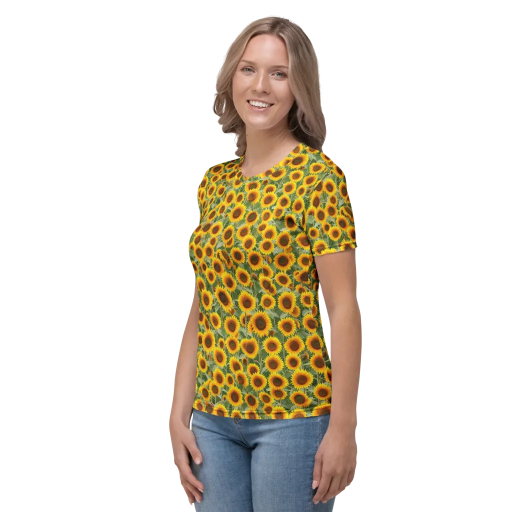 Sunflower Rush on Women's Crew Neck T-Shirt — Left