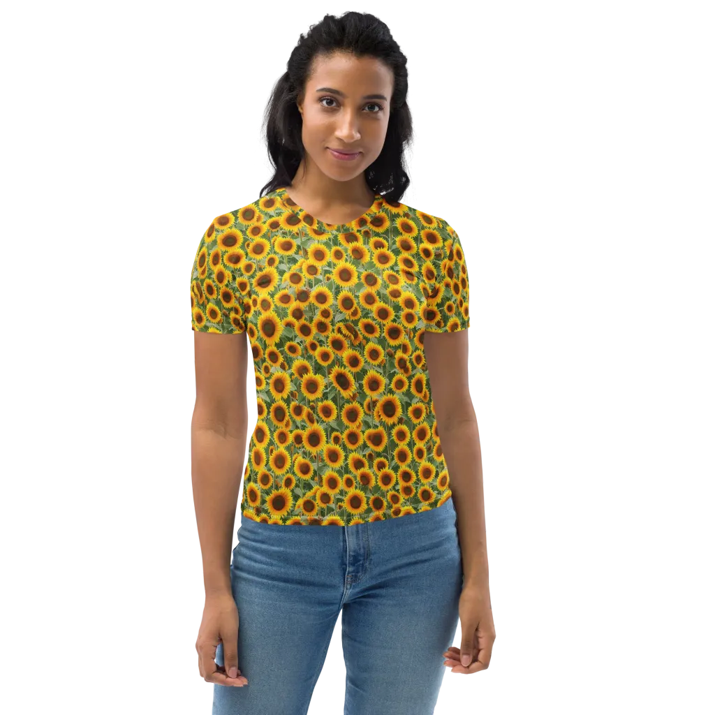 Sunflower Rush on Women's Crew Neck T-Shirt — Front