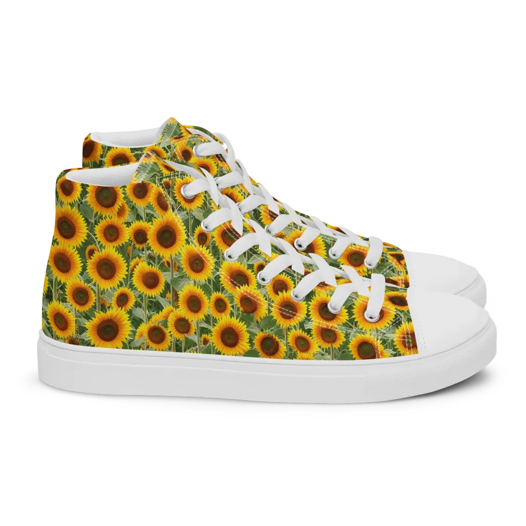Sunflower Rush on Women's High Top Canvas Shoes — Right