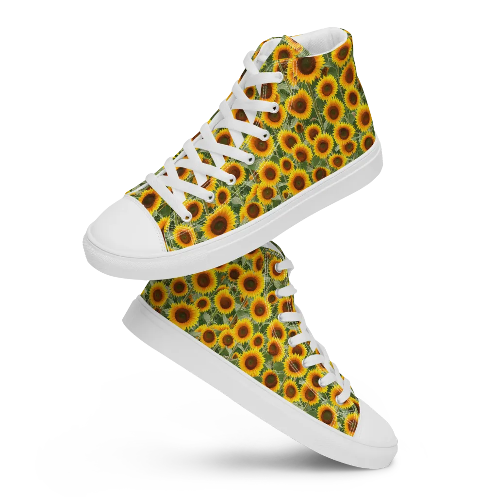 Sunflower Rush on Women's High Top Canvas Shoes — Front
