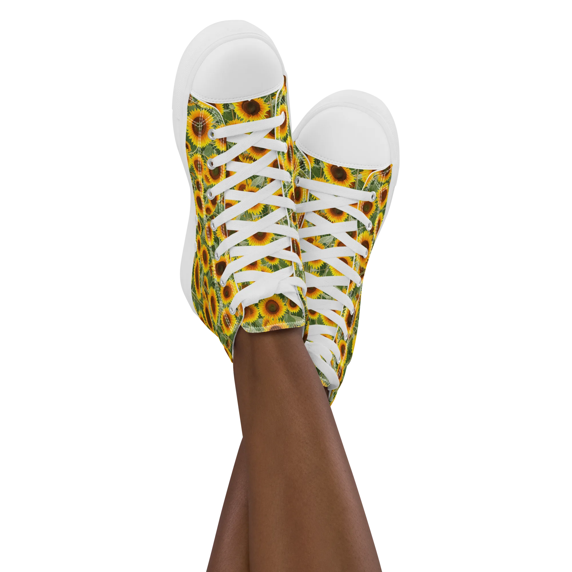 Sunflower Rush on Women's High Top Canvas Shoes — Front