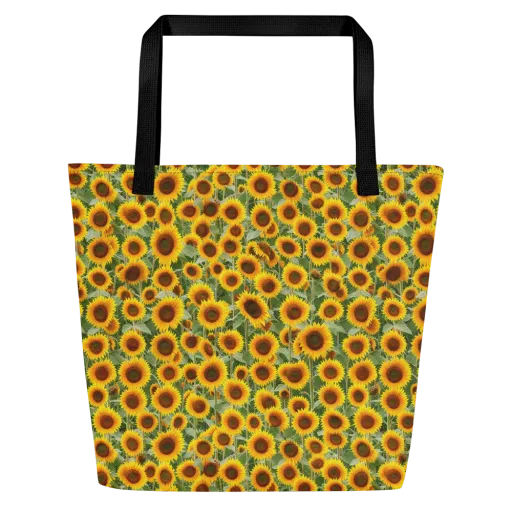 Sunflower Rush on a Large Tote Bag W/ Pocket