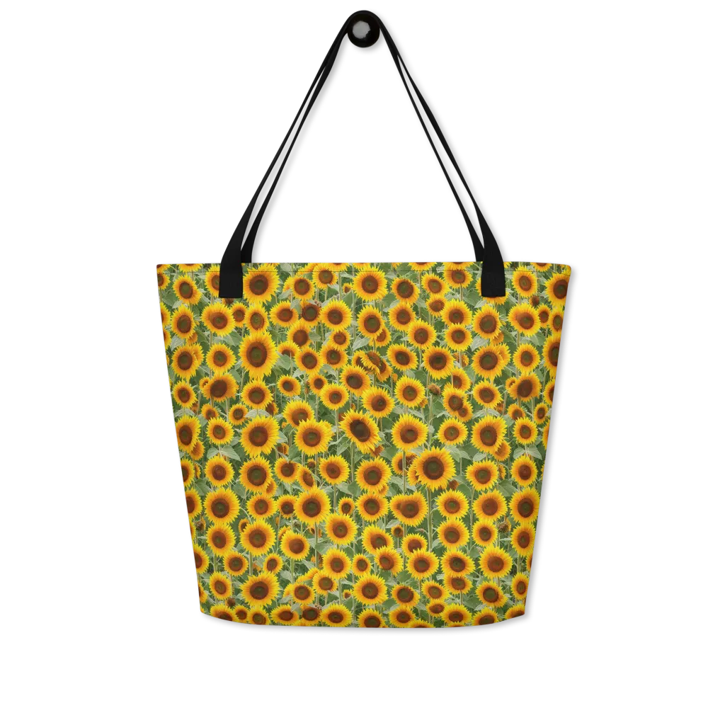 Sunflower Rush on Large Tote Bag W/ Pocket — Front