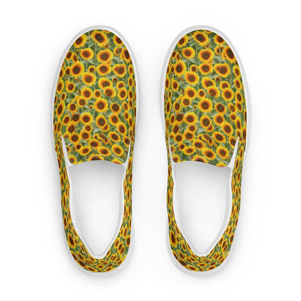 Sunflower Rush on Women's Slip-On Canvas Shoes — Front