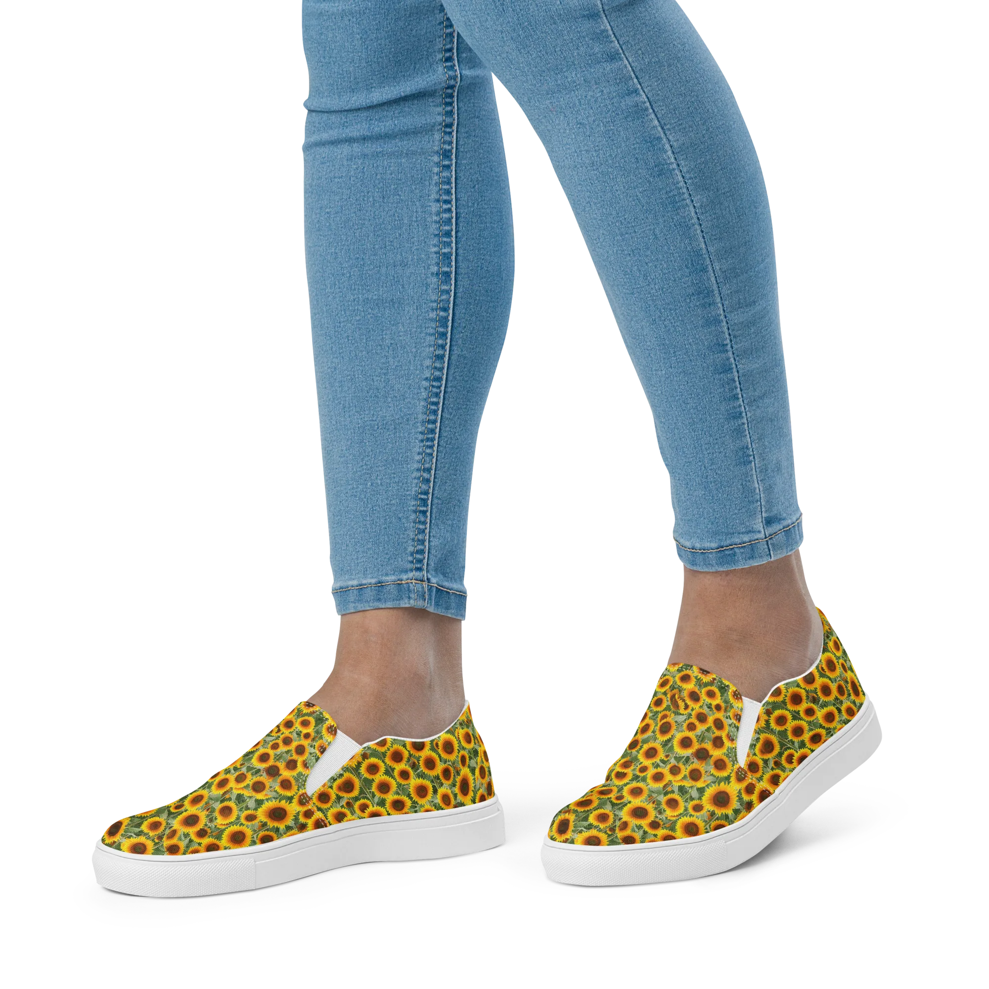 Sunflower Rush on Women's Slip-On Canvas Shoes — Front