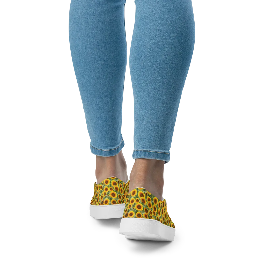 Sunflower Rush on Women's Slip-On Canvas Shoes — Back