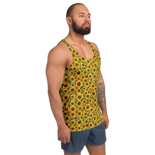 Sunflower Rush on a Men's Tank Top