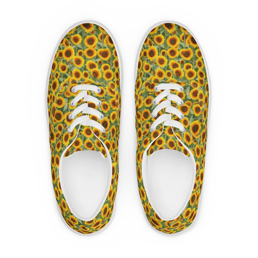 Sunflower Rush on Men's Lace-Up Canvas Shoes — Front