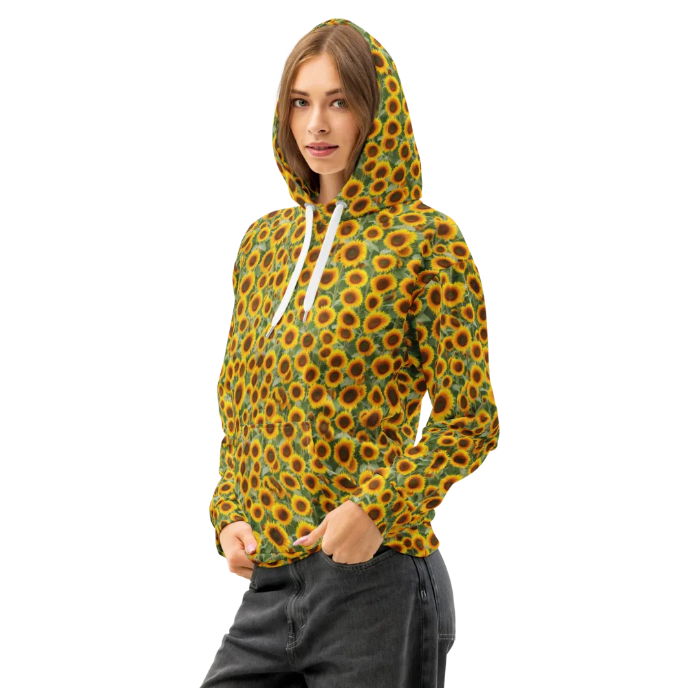 Sunflower Rush on Cotton Hoodie — Left Front