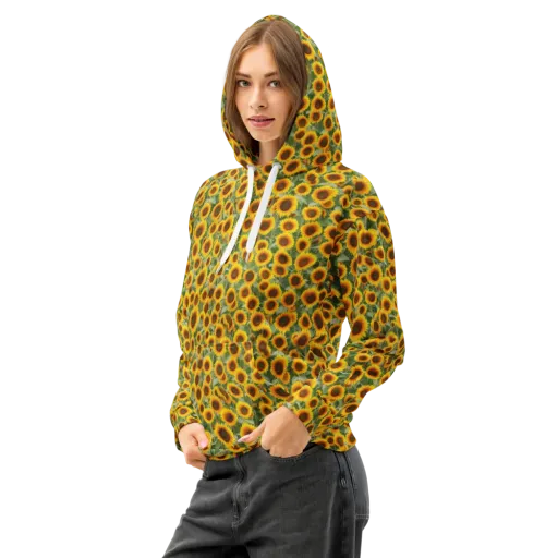 Sunflower Rush on a Cotton Hoodie