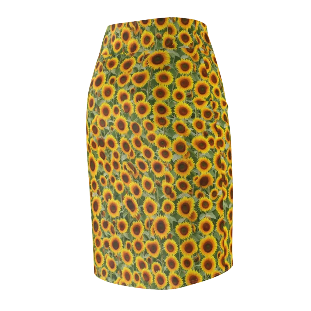 Sunflower Rush on Pencil Skirt — Back Side