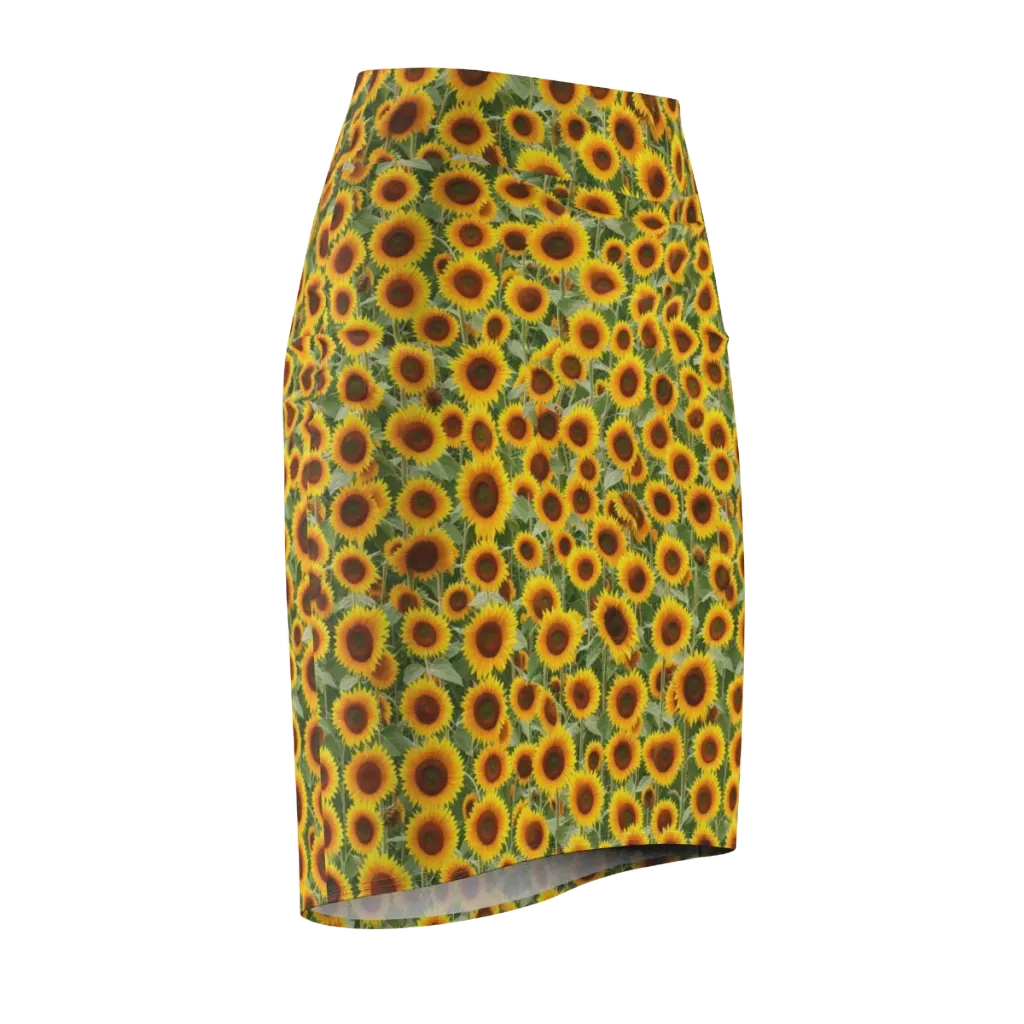 Sunflower Rush on Pencil Skirt — Front Side