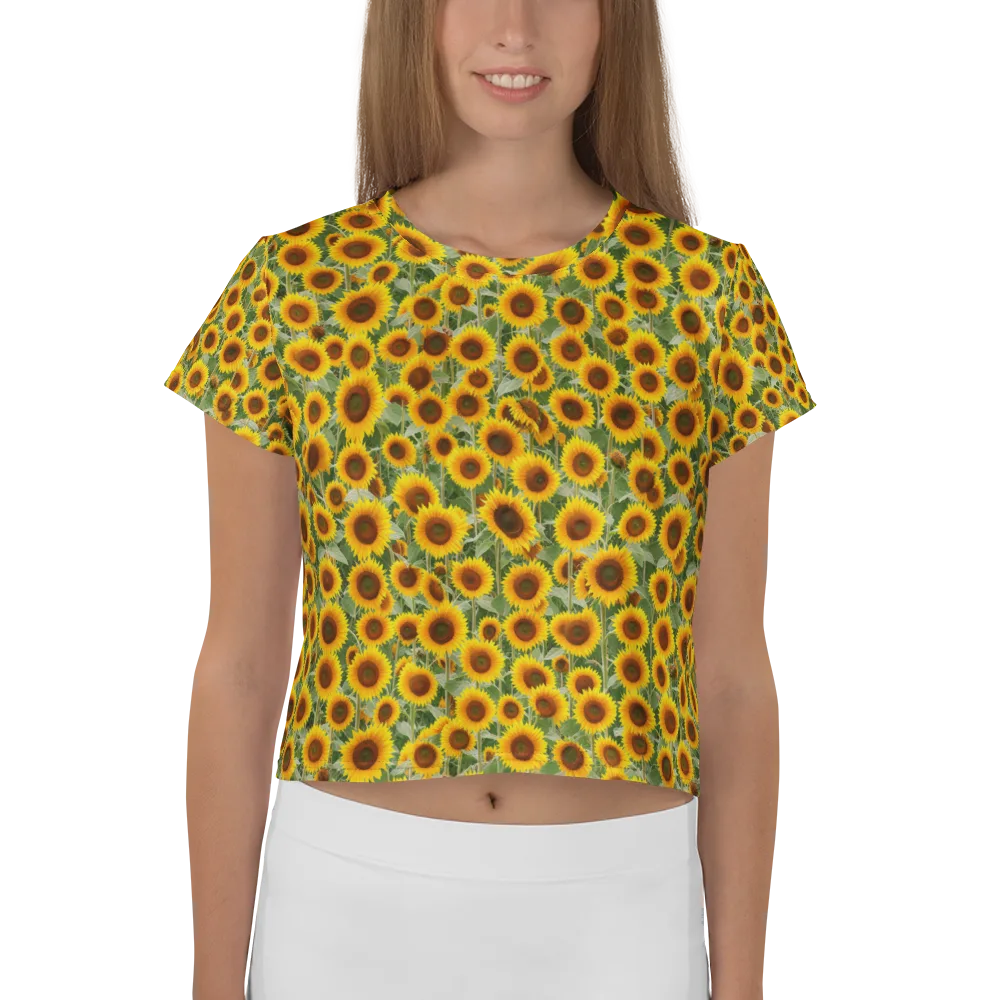 Sunflower Rush on Crop Tee — Front