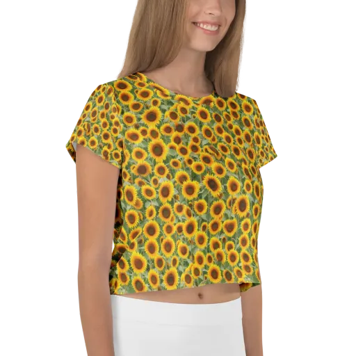 Sunflower Rush on a Crop Tee