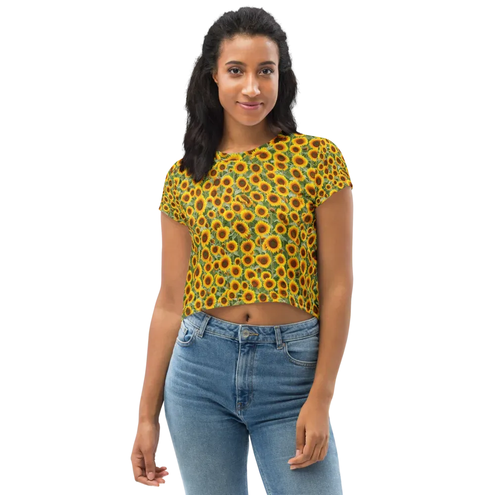 Sunflower Rush on Crop Tee — Front