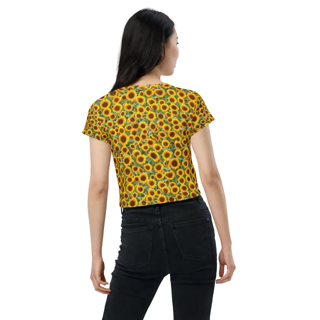 Sunflower Rush on Crop Tee — Back
