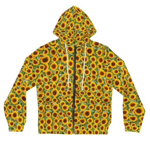 Sunflower Rush on a Women's Full-Zip Hoodie