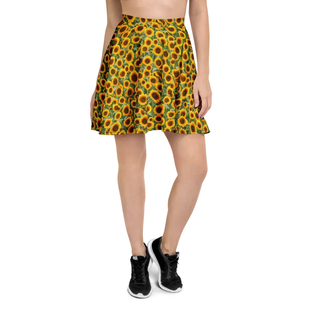 Sunflower Rush on Skater Skirt — Front