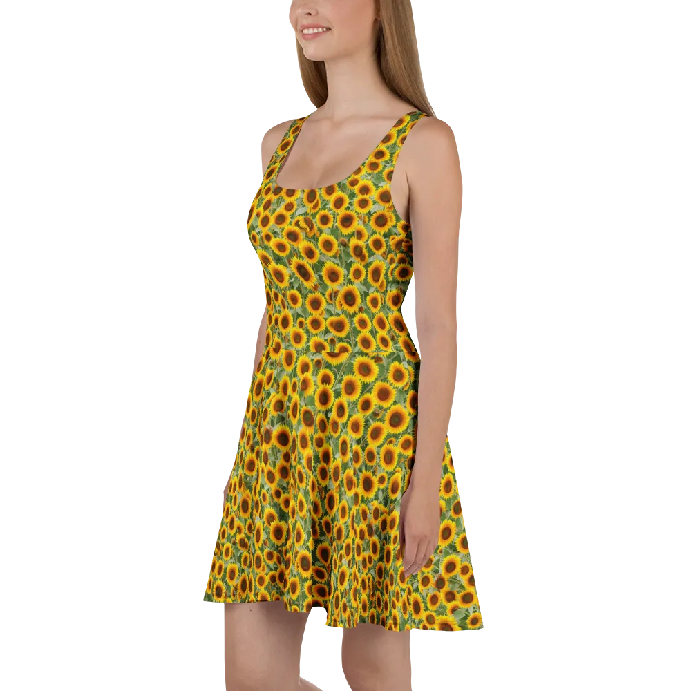 Sunflower Rush on Skater Dress — Left