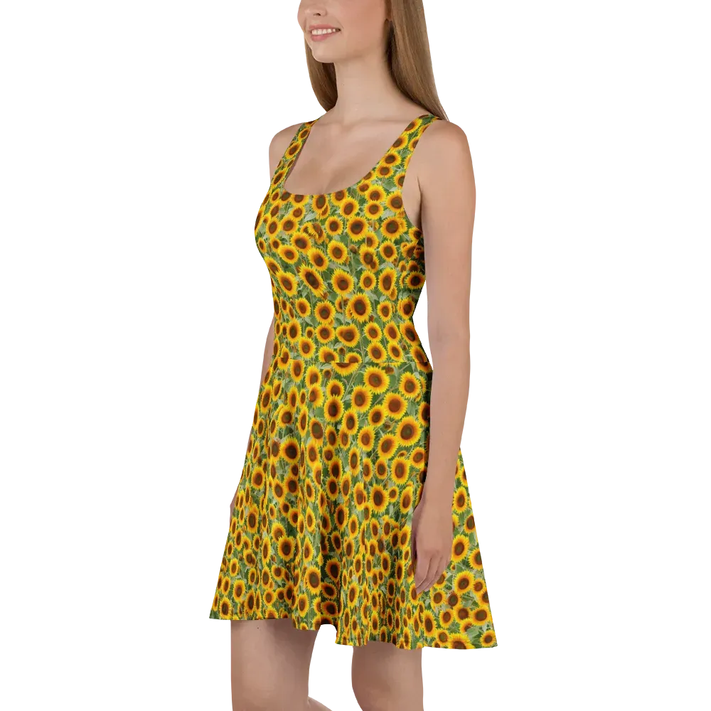 Sunflower Rush on Skater Dress — Left
