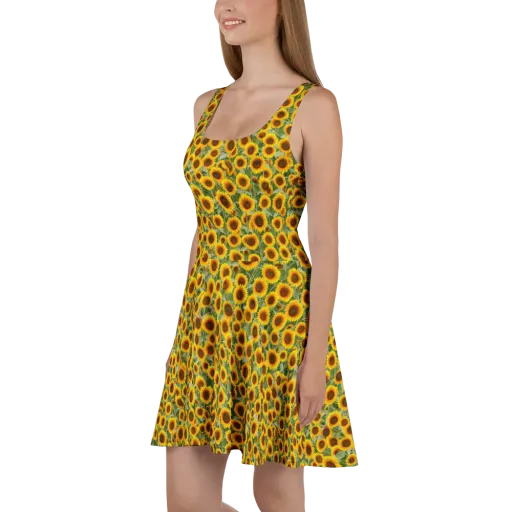 Sunflower Rush on a Skater Dress