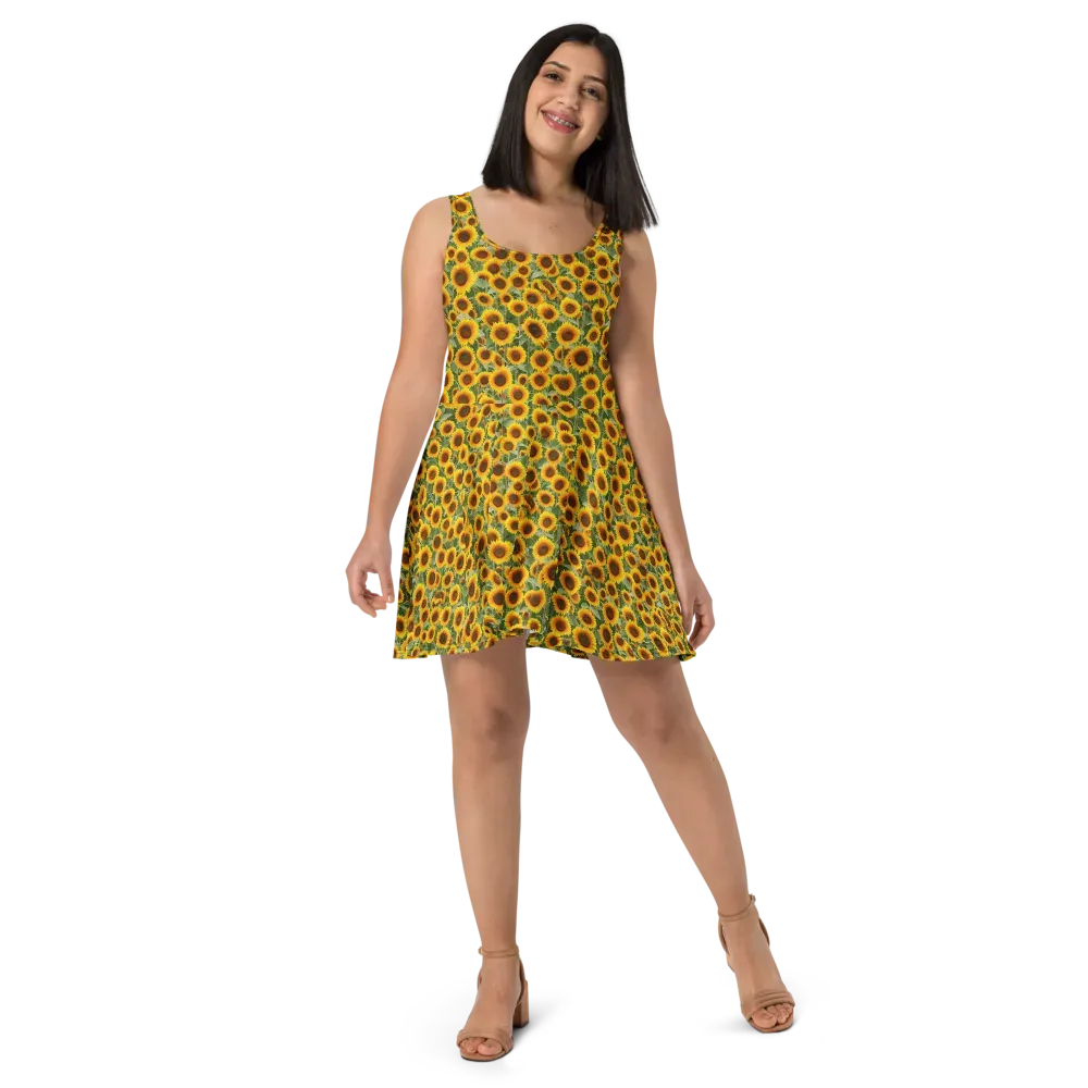 Sunflower Rush on Skater Dress — Front