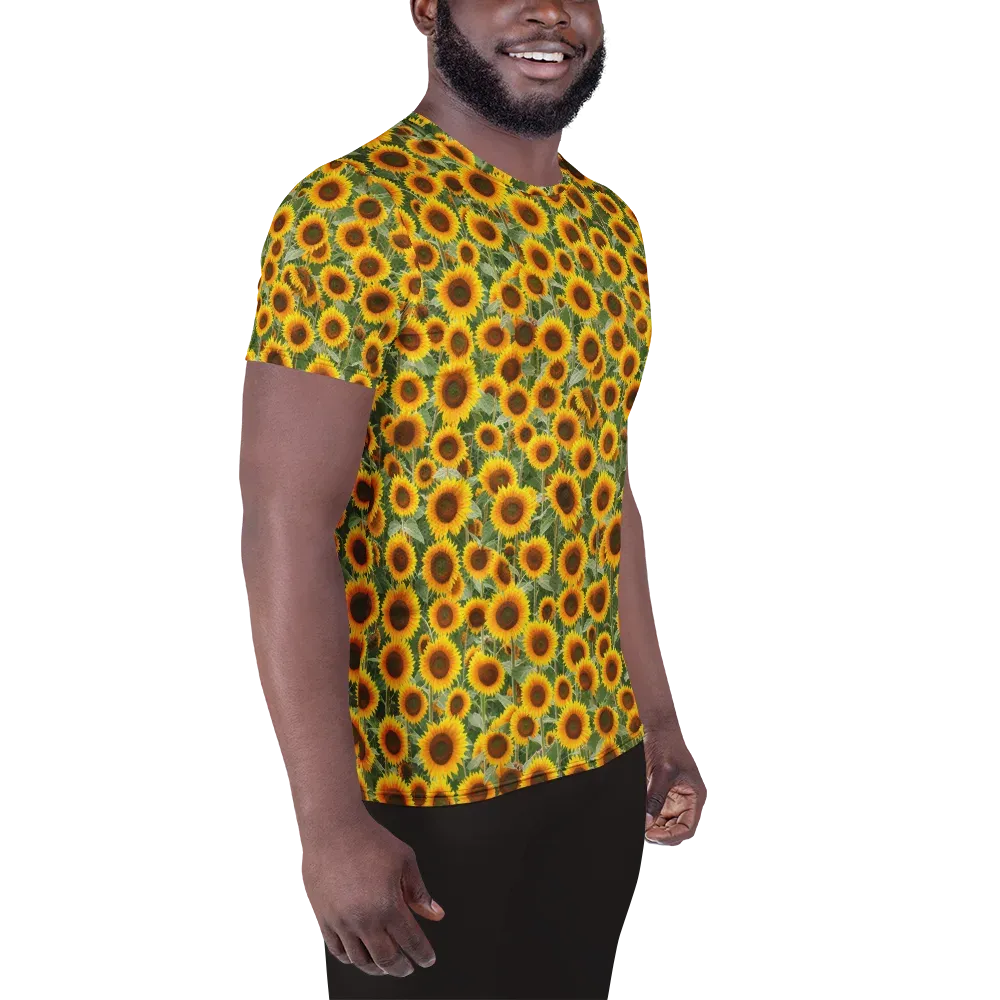 Sunflower Rush on Men's Athletic T-Shirt — Right