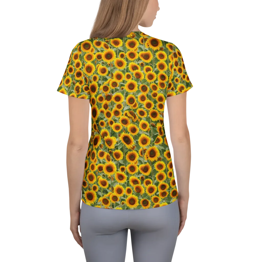 Sunflower Rush on Women's Athletic T-Shirt — Back