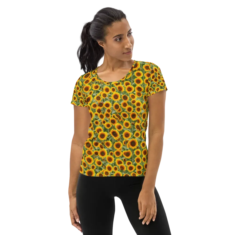 Sunflower Rush on Women's Athletic T-Shirt — Front