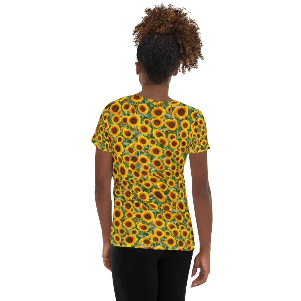 Sunflower Rush on Women's Athletic T-Shirt — Back