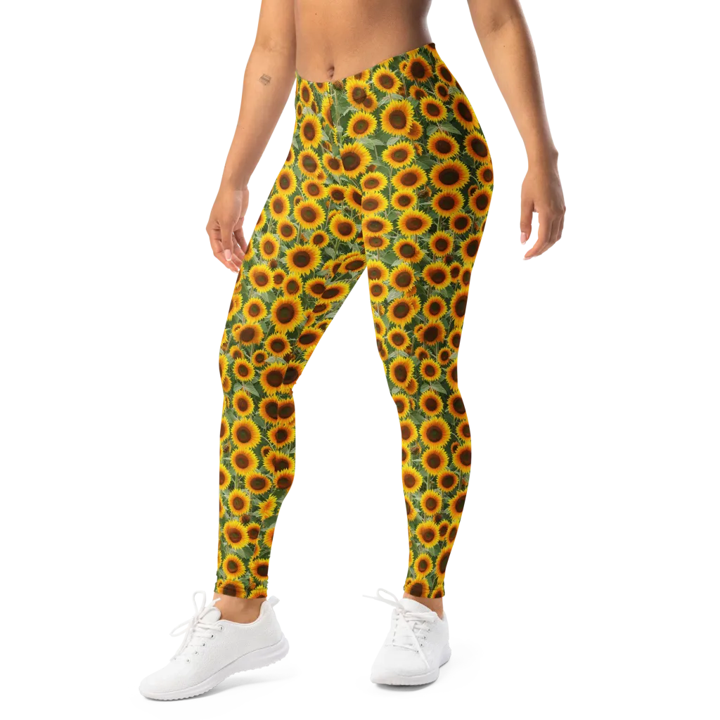 Sunflower Rush on Leggings — Left Front